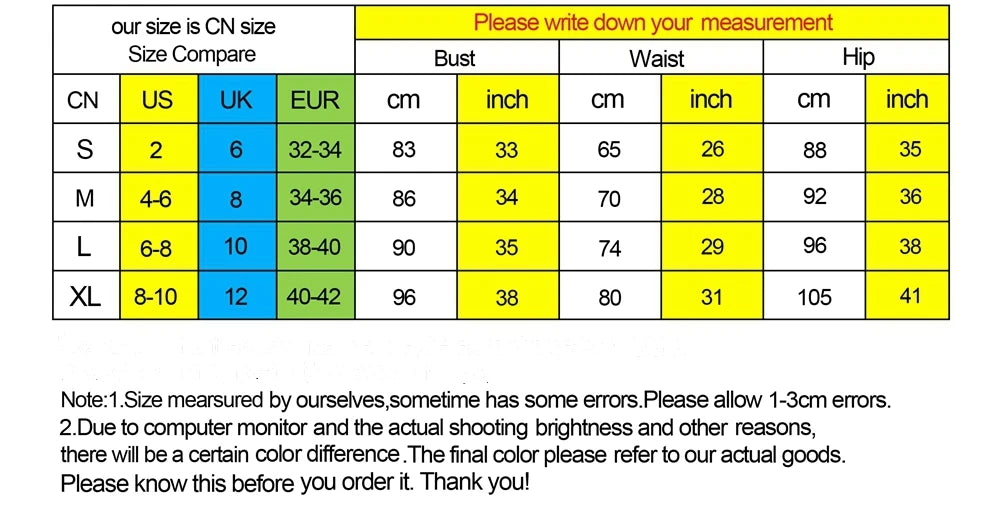 Size comparison chart for women's rhinestone jumpsuit, including measurements for bust, waist, and hip in various sizes.