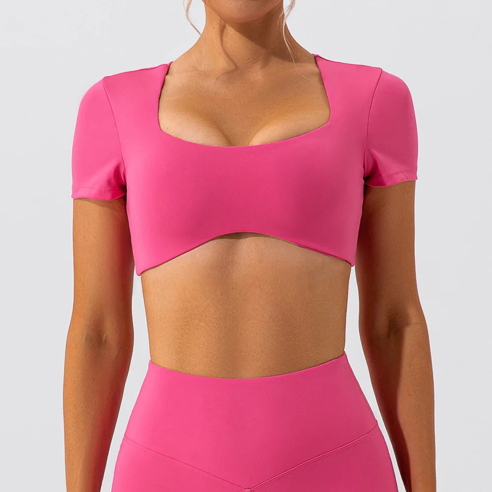 Women Crop Fit Yoga Tee