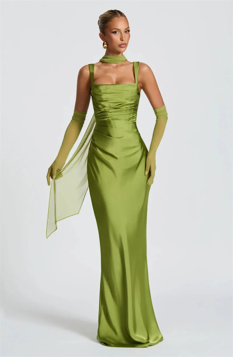 Luxe Satin Halter Evening Gown