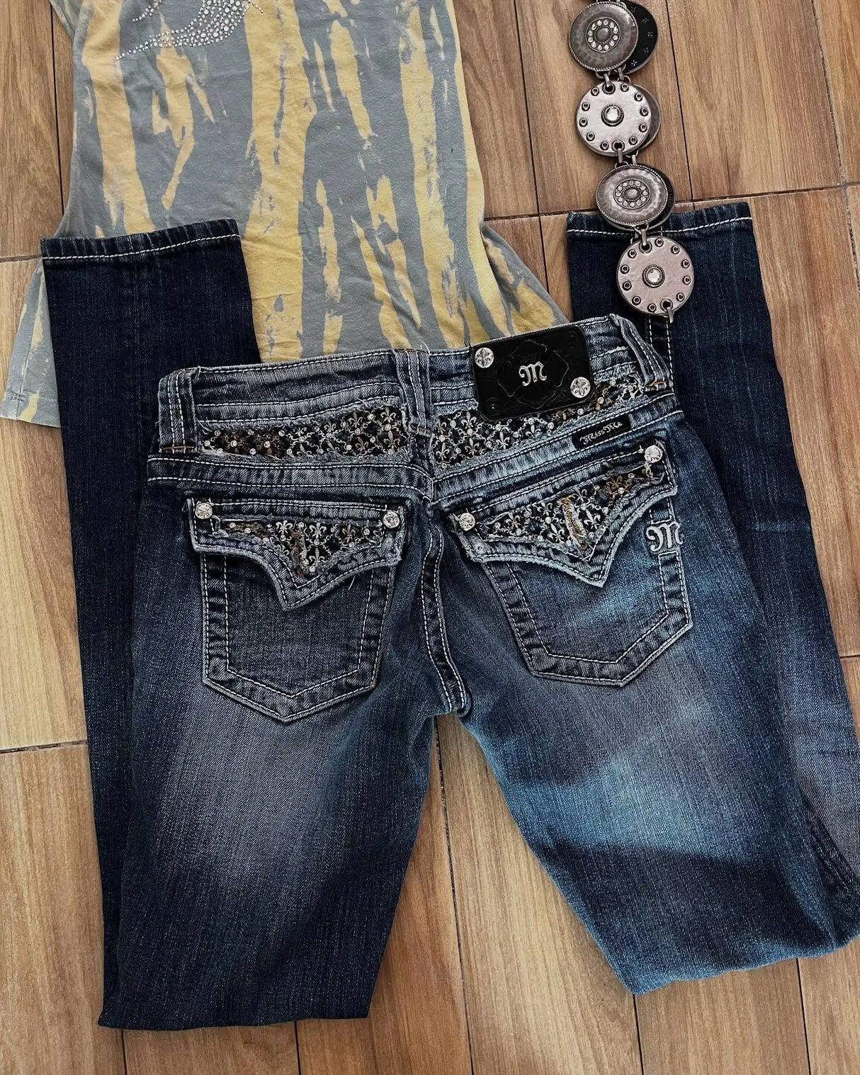 Miss Me Y2K Rhinestone Wide Jeans
