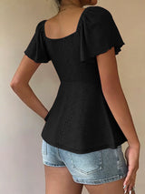 Luna Lace-Up V-Neck Blouse