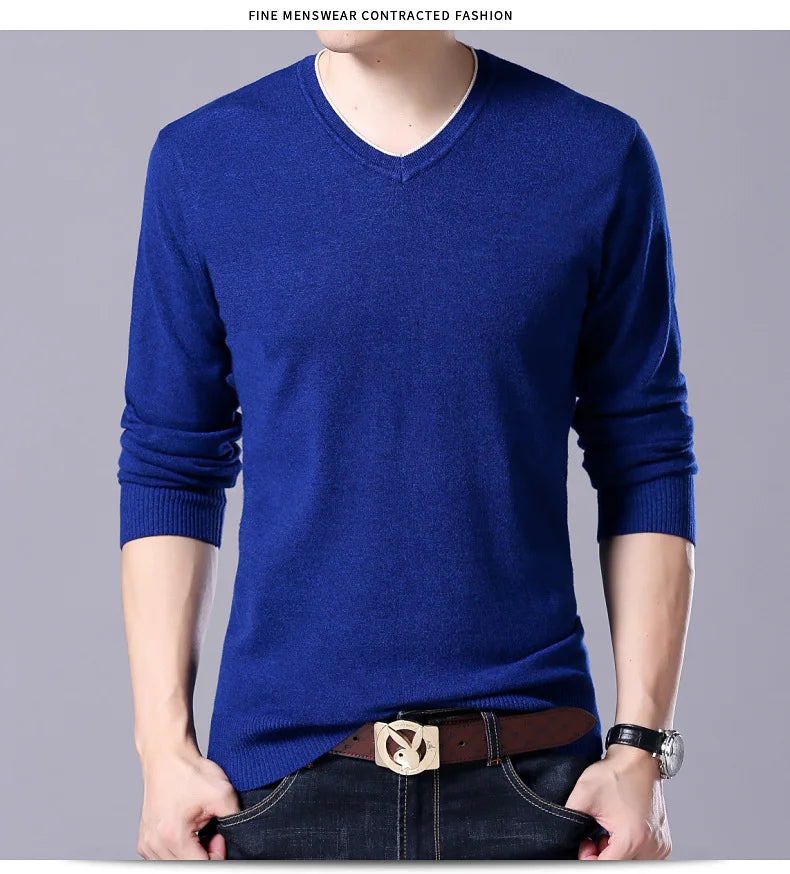 سترة رجالية محبوكة برقبة على شكل حرف V بمقاسات كبيرة