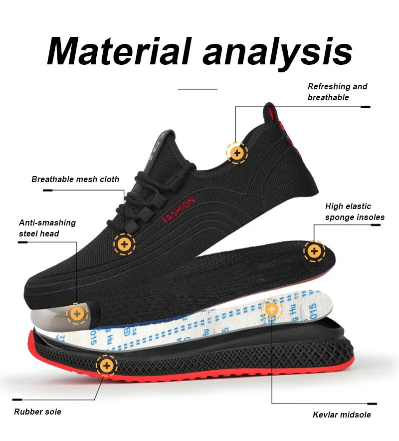 Manlegu Air Mesh Lightweight Safety Sneakers