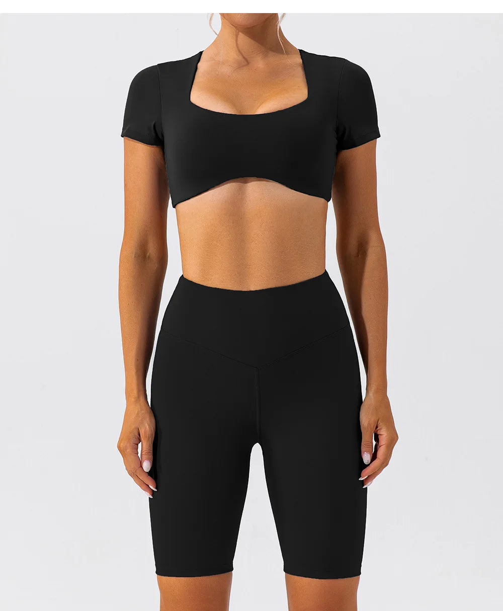 Women Crop Fit Yoga Tee