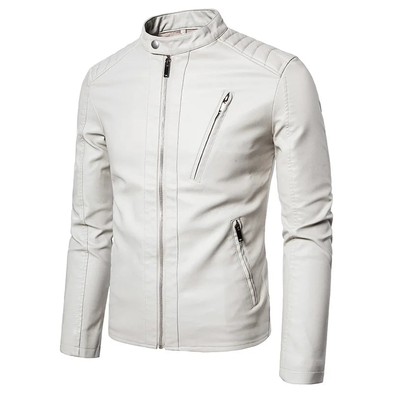 Men Faux Leather Motorcycle Jacket