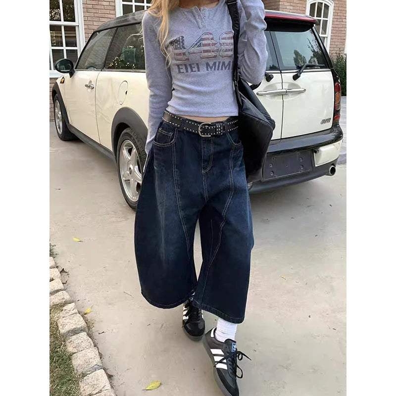 HarajukuWide™ – Baggy Retro Y2K Jeans (High Waist, 2000s Style)