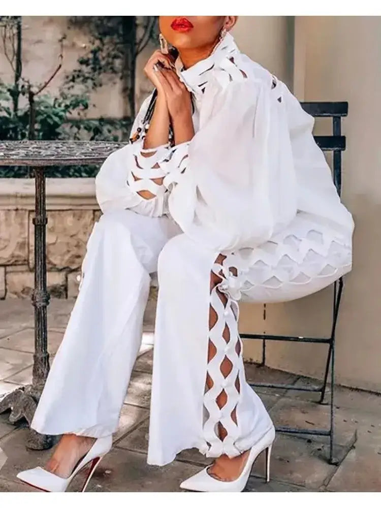 Women Plus Size Wide Leg Pants Set