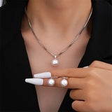 Women’s Round Pearl 3-Piece Jewelry Set