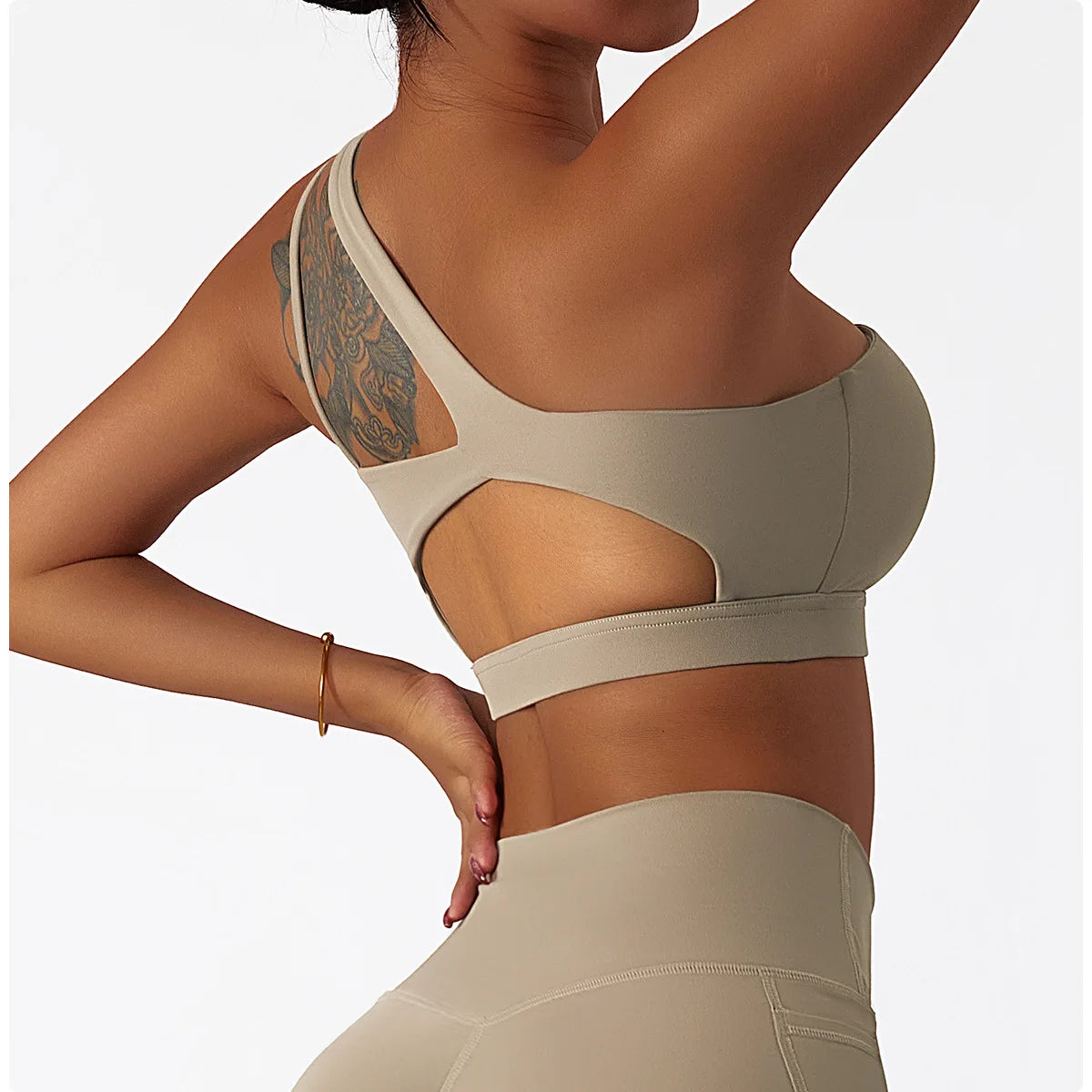 Women Oblique Shoulder Sports Bra