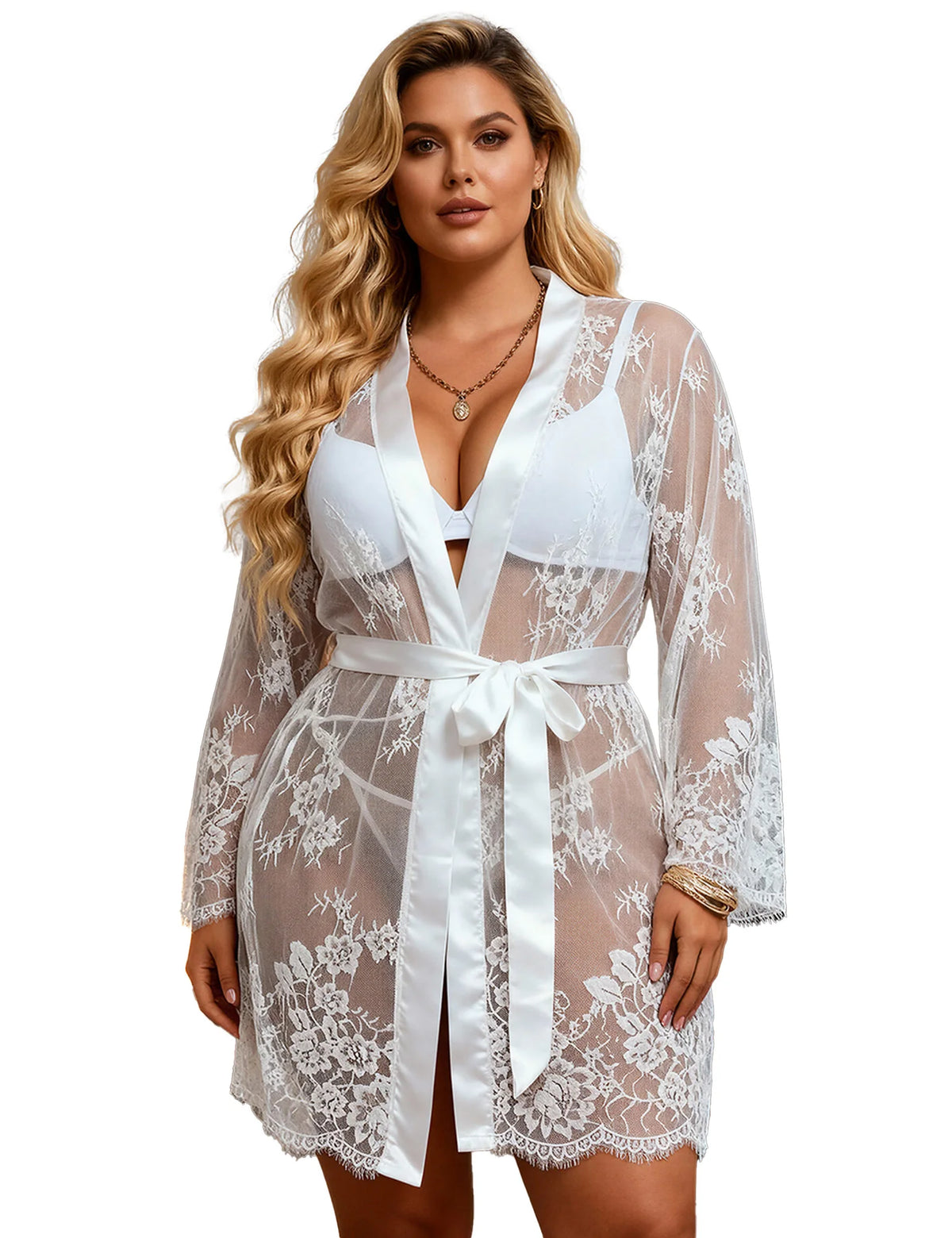 Plus Size Lace Robe