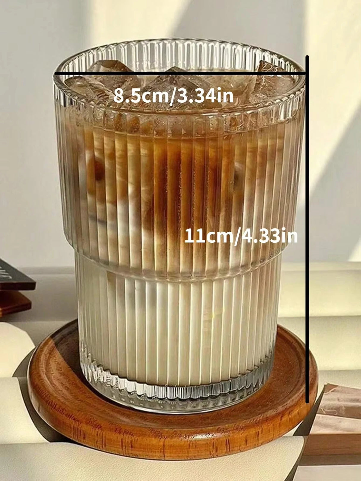 Stripe Glass Cup with Straw