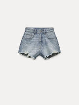 DazzleLine™ – High Waist Hot Diamond Shorts (Raw Edge, Straight Fit)