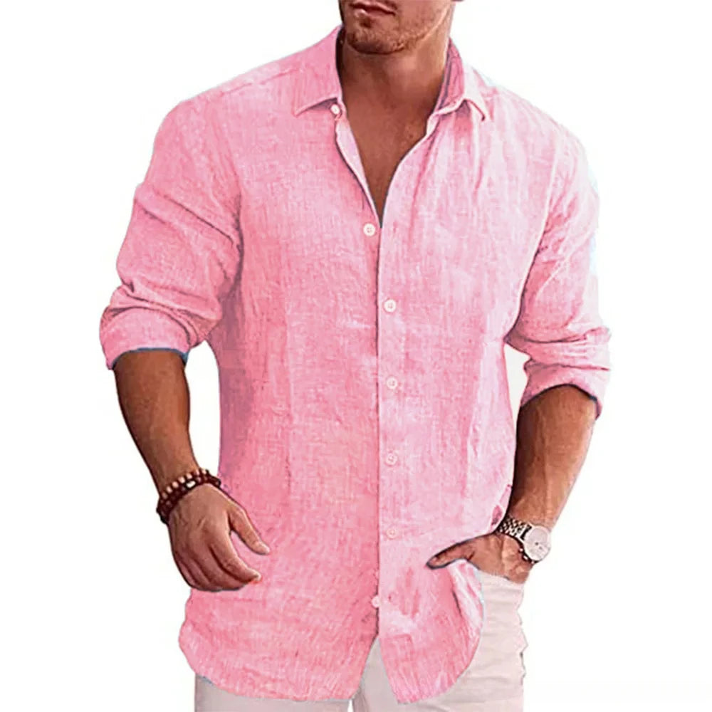 Men Linen Long Sleeve Shirt