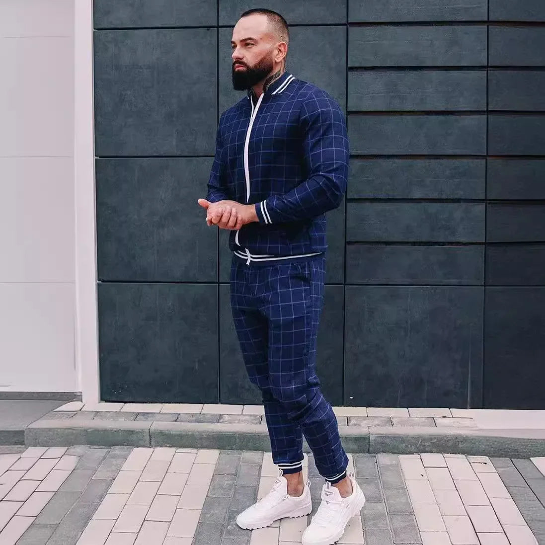 Men's Checkered Sports Tracksuit