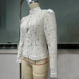 Lace Bloom Embroidered Puff Sleeve Blouse