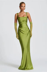 Luxe Satin Halter Evening Gown