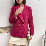 Plaidure™ – Double-Breasted Blazer (Vintage Long Sleeve with Smart Pocket Style)