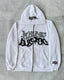 Unisex Retro Letter Zip Hoodie