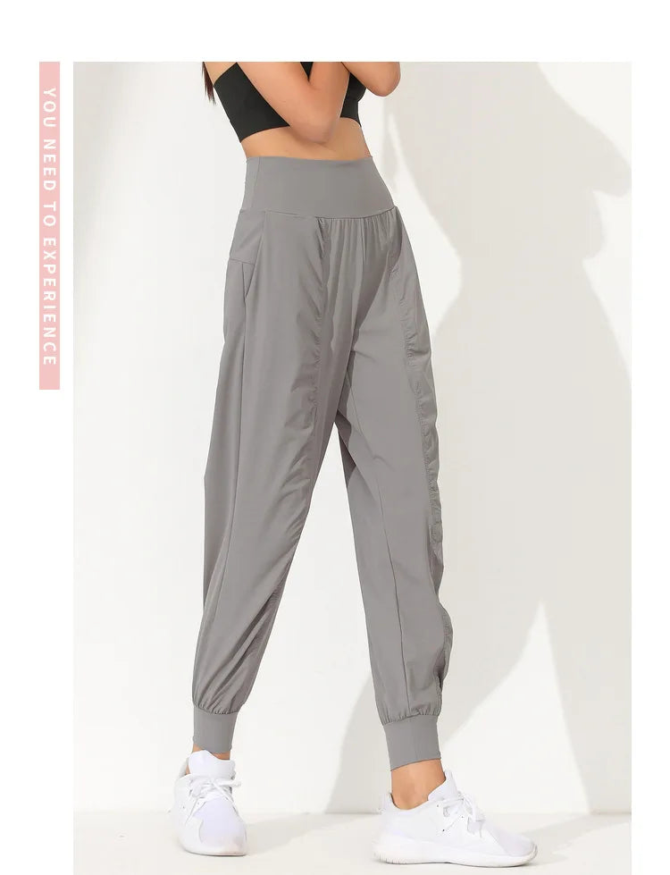 Hearuisavy Loose Quick-Dry Yoga Pants – Pleated Jogging Capris with Pockets
