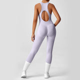 Seamless Peach Booty One-Piece Yoga Bodysuit – V-Back Tummy Control