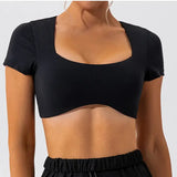 Women Short Sleeve Crop Yoga Shirt