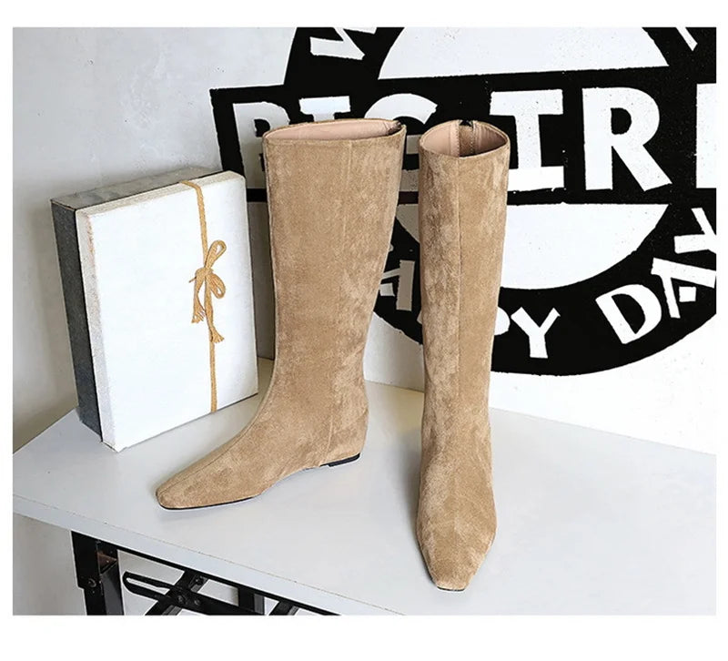 Korean Suede Knee High Boots