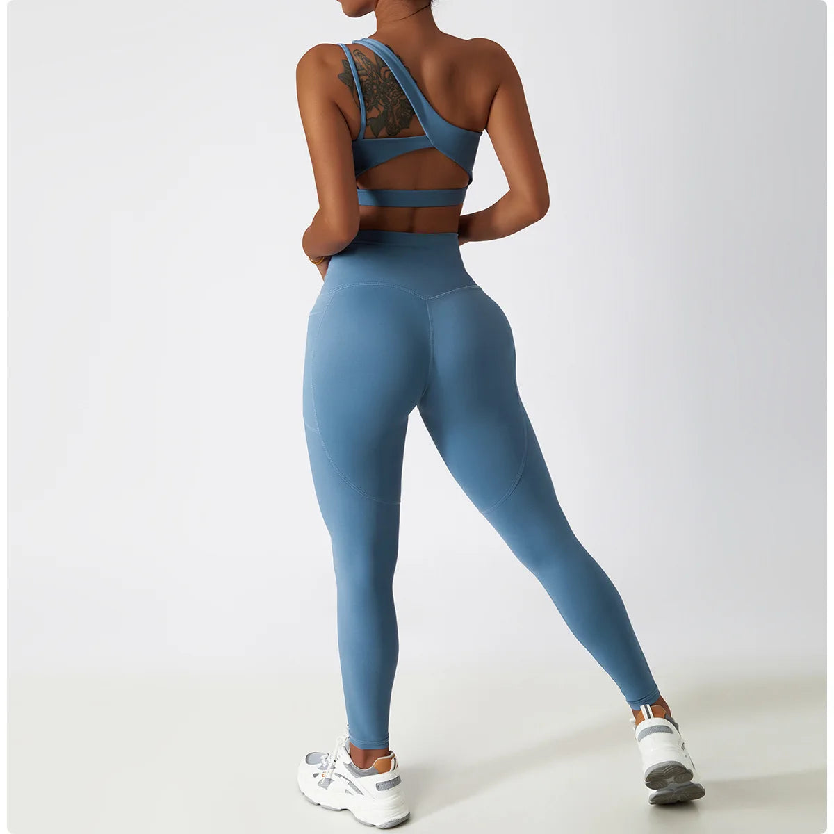 Women Oblique Shoulder Sports Bra