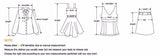 Size measurement guide for clothing including bust, waist, and hip dimensions in a clear visual format.