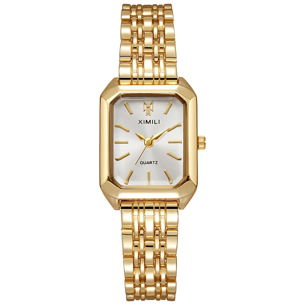 Gold Plated Square Ladies Quartz Watch