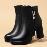 Women Warm Wool High Heel Ankle Boots – Winter Fashion