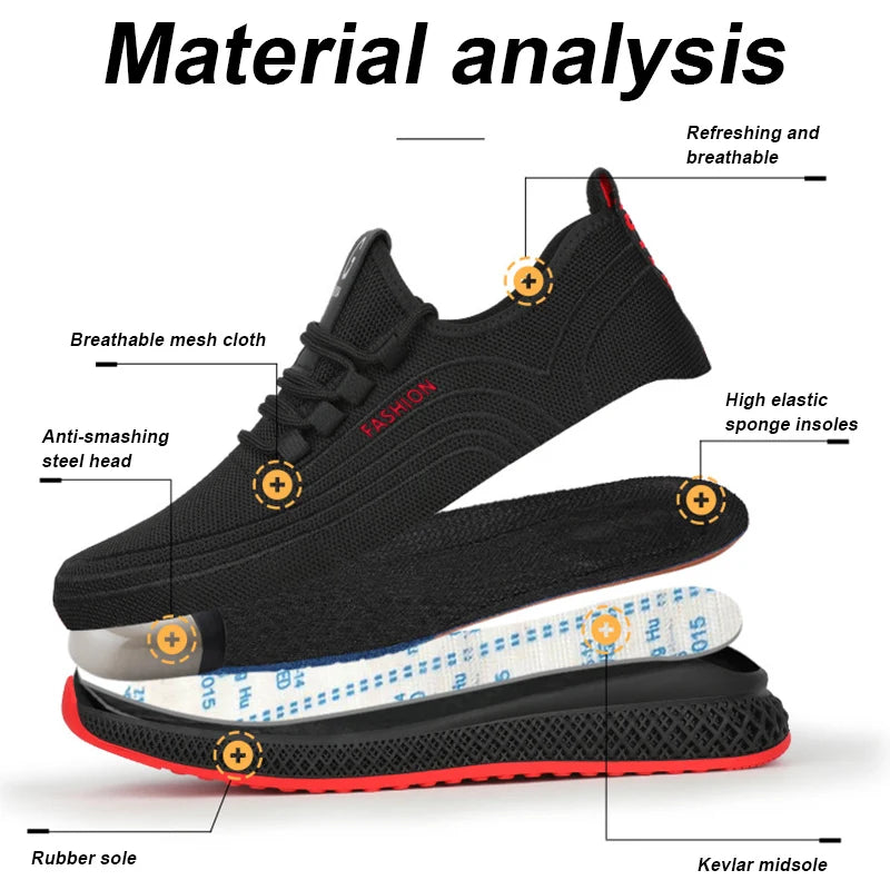 Manlegu Air Mesh Lightweight Safety Sneakers