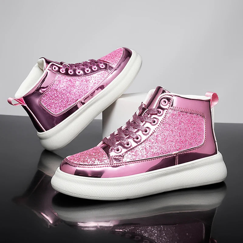 Pink Bling High Top Fashion Skate Shoes