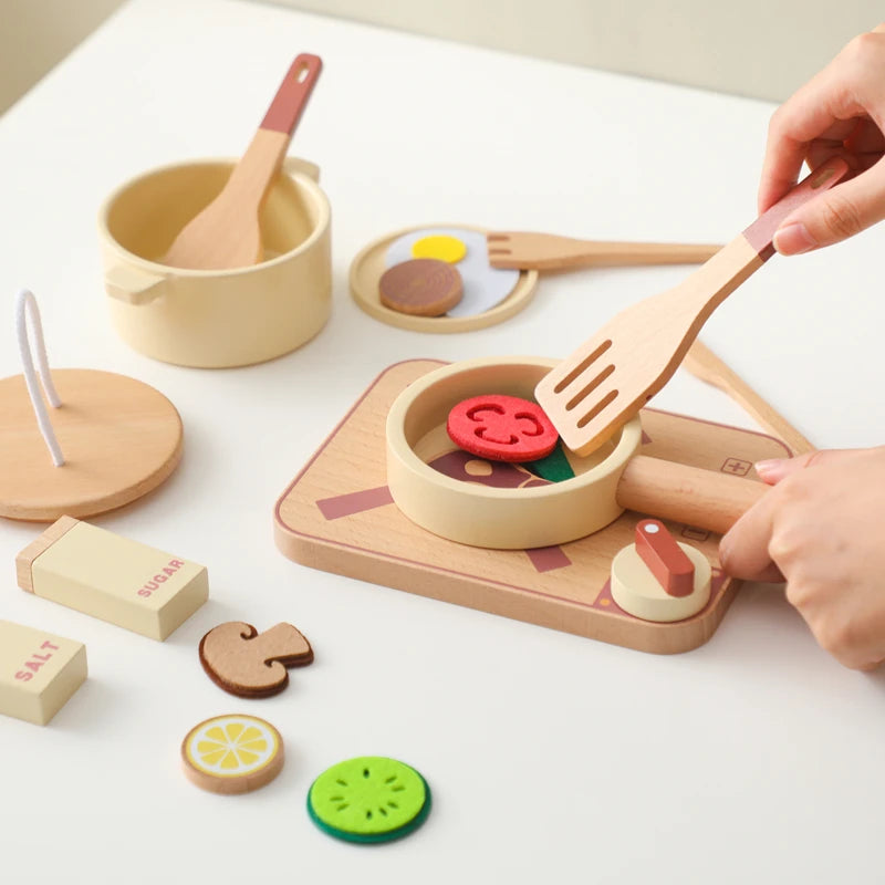 Wooden Kids Play Kitchen Set