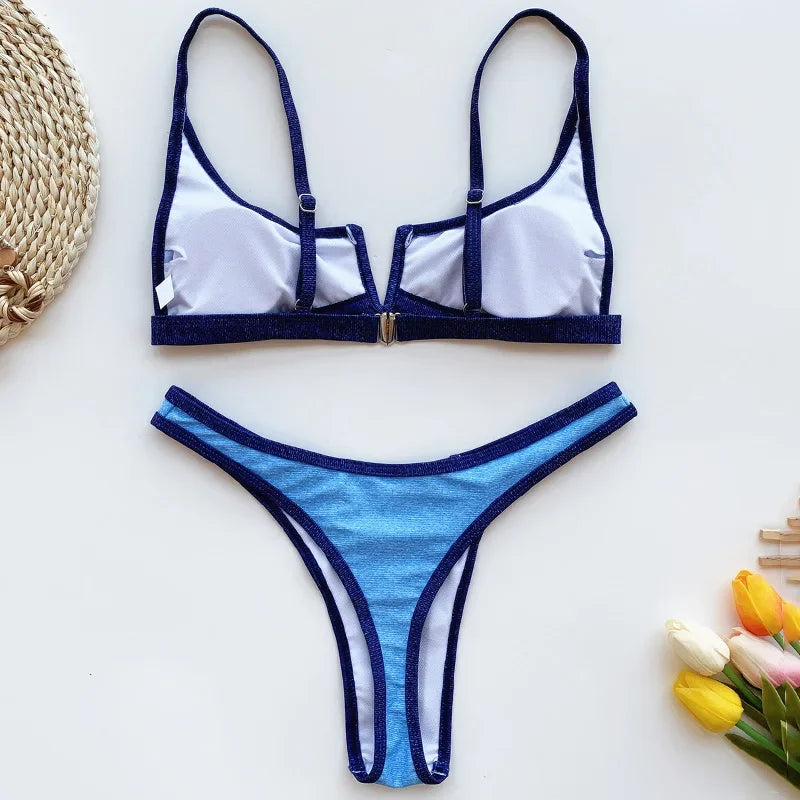 Denim V-Thong Bikini