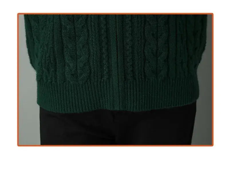 Women Zipper High Collar Knit Cardigan