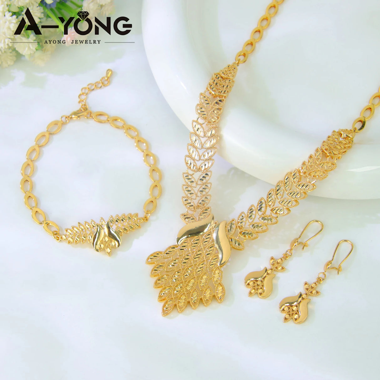 Dubai 21K Gold Plated Bridal Jewelry Set
