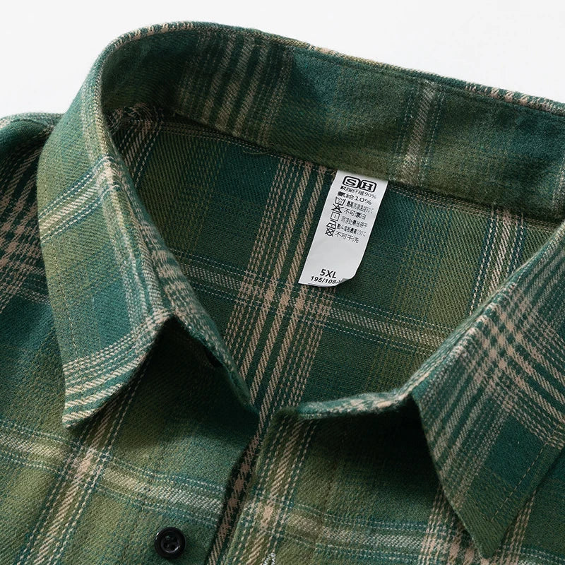 Men Oversized Plaid Shirt