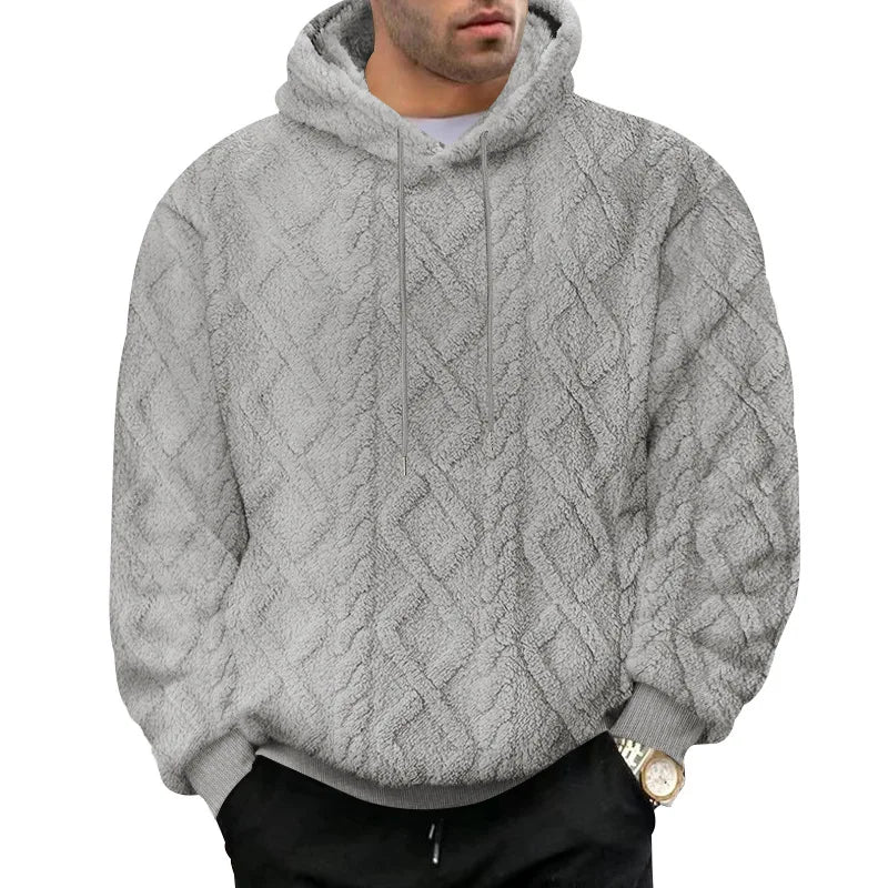 Men Velvet Hooded Pullover Sweater