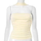 Strapless Pleated Hanging Neck Tank Top