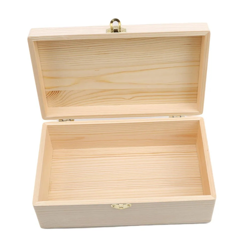 Wooden Storage Box with Lid & Lock