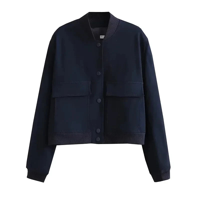 White Cropped Women's Bomber Jacket – Baseball Aviator Coat