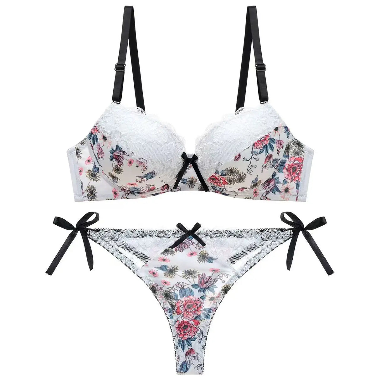 Women Lace Bow Lingerie Set