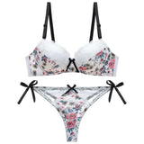 Women Lace Bow Lingerie Set