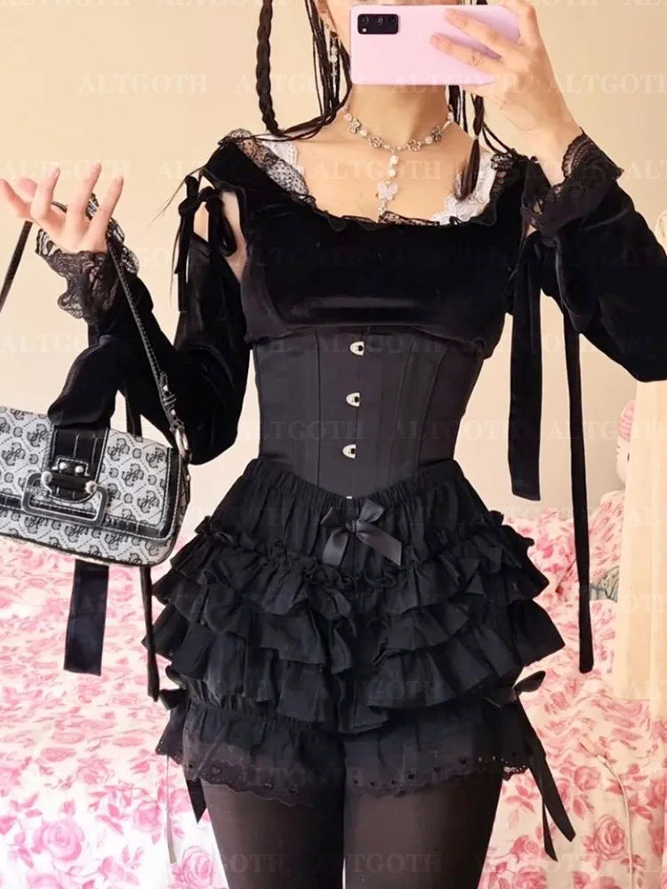 Women's Kawaii Patchwork Skirt Shorts