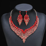 Red Crystal Bridal Statement Jewelry Set