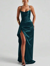 Midnight Satin Slip Gown