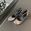 Women’s Leather Square Toe High Heel Pumps