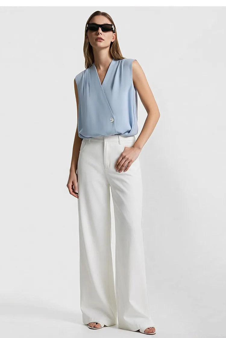 Amii Sleeveless Chiffon Office Blouse