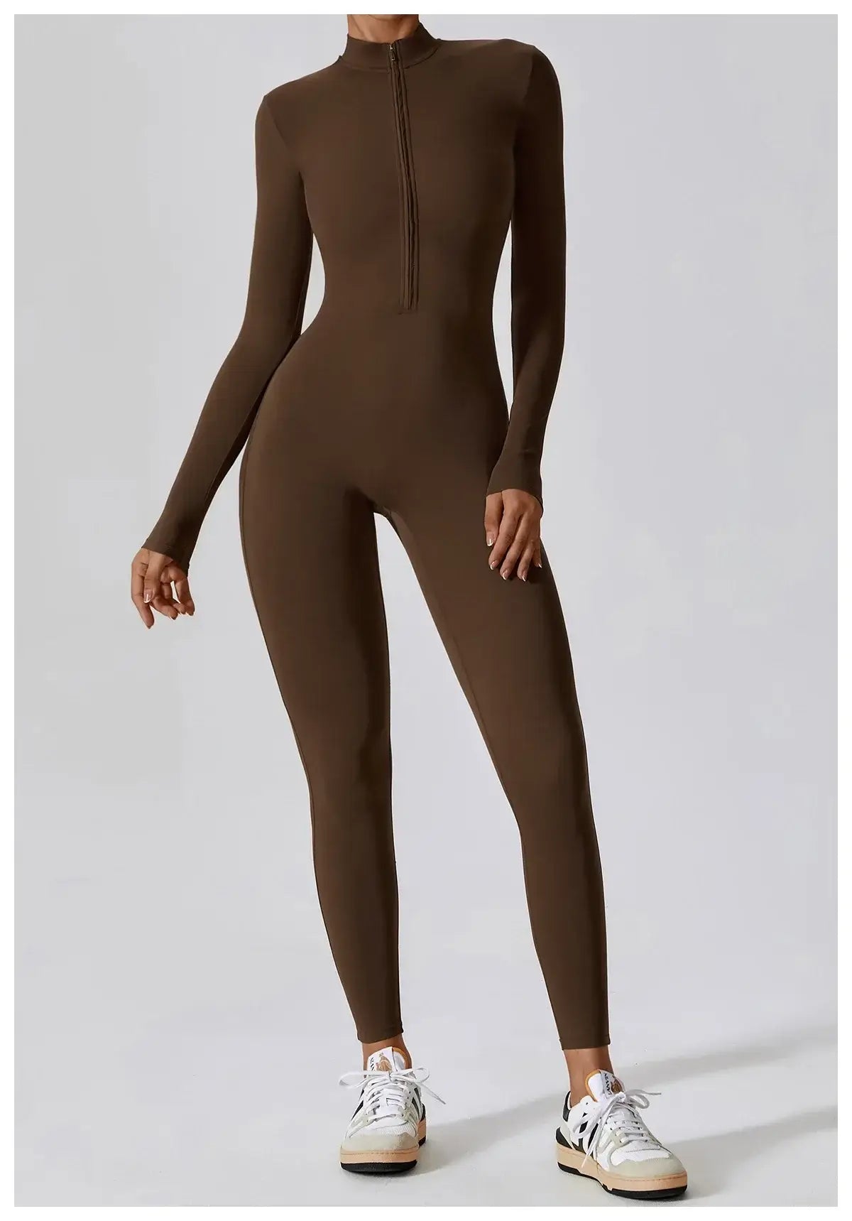 Women Fitness Zipper Long Sleeve Jumpsuit