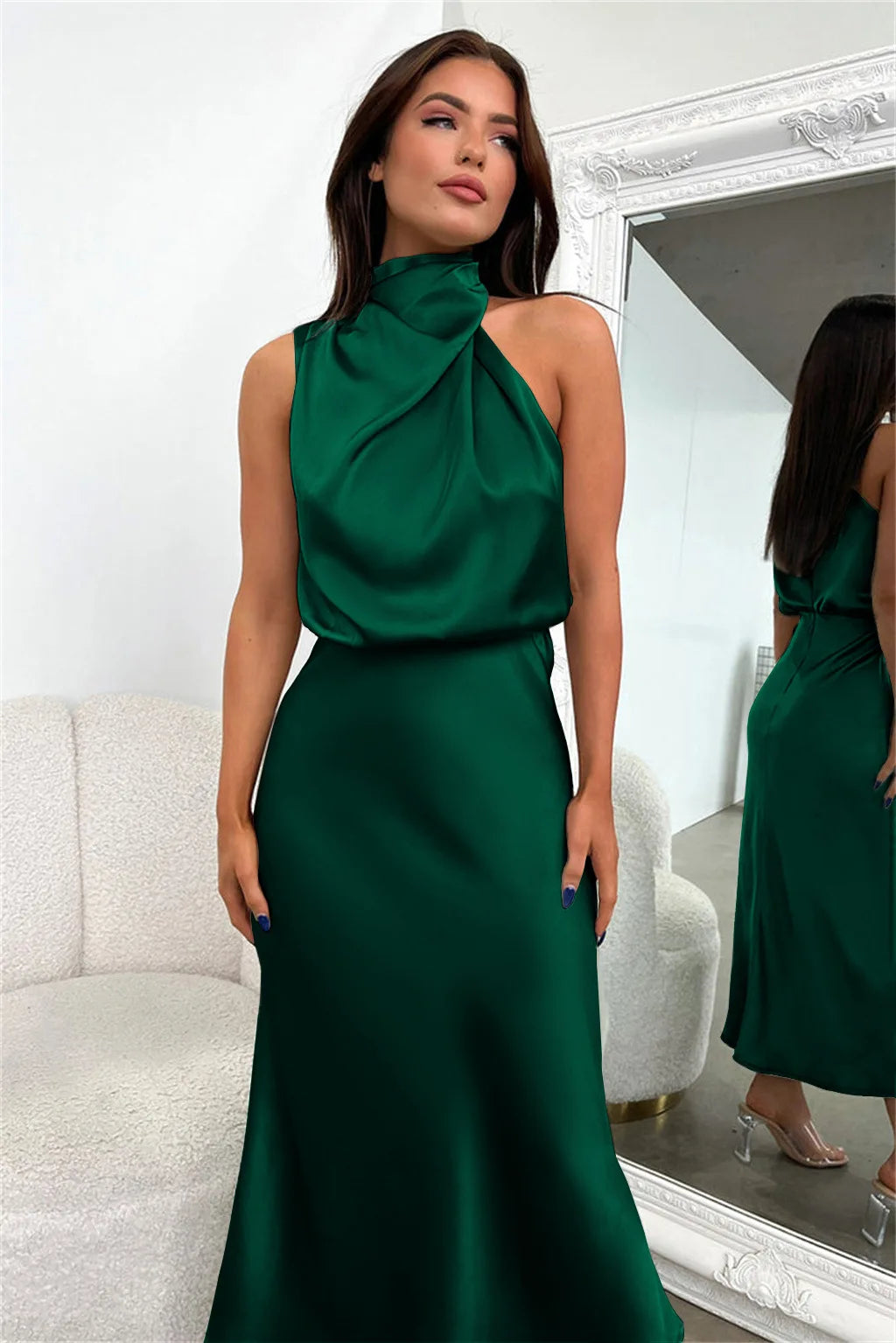Women's Silk Satin Evening Dress